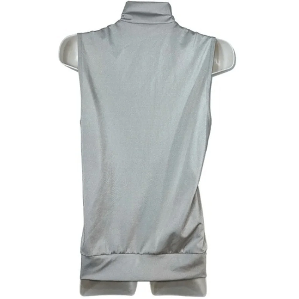 Kelle Metallic Silver Dance Costume Vest Youth L Stage Recital Zip Performance